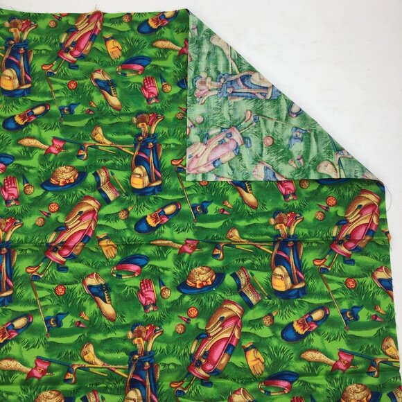 FQ Fat Quarter Quilting Fabric 18" x 22" Golf Golfing Bag Clubs Shoes Green Blue - Picture 4 of 6